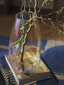 Jarrones|Jarrones></noscript>Westwing Collection Jarrón grande de vidrio iridiscente soplado Rainbow, 35 cm Cromo, transparente, iridiscente