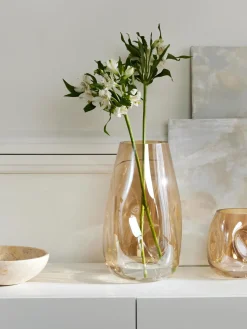 Jarrones|Jarrones>Westwing Collection Jarrón grande de vidrio soplado Luster, 35 cm Ocre