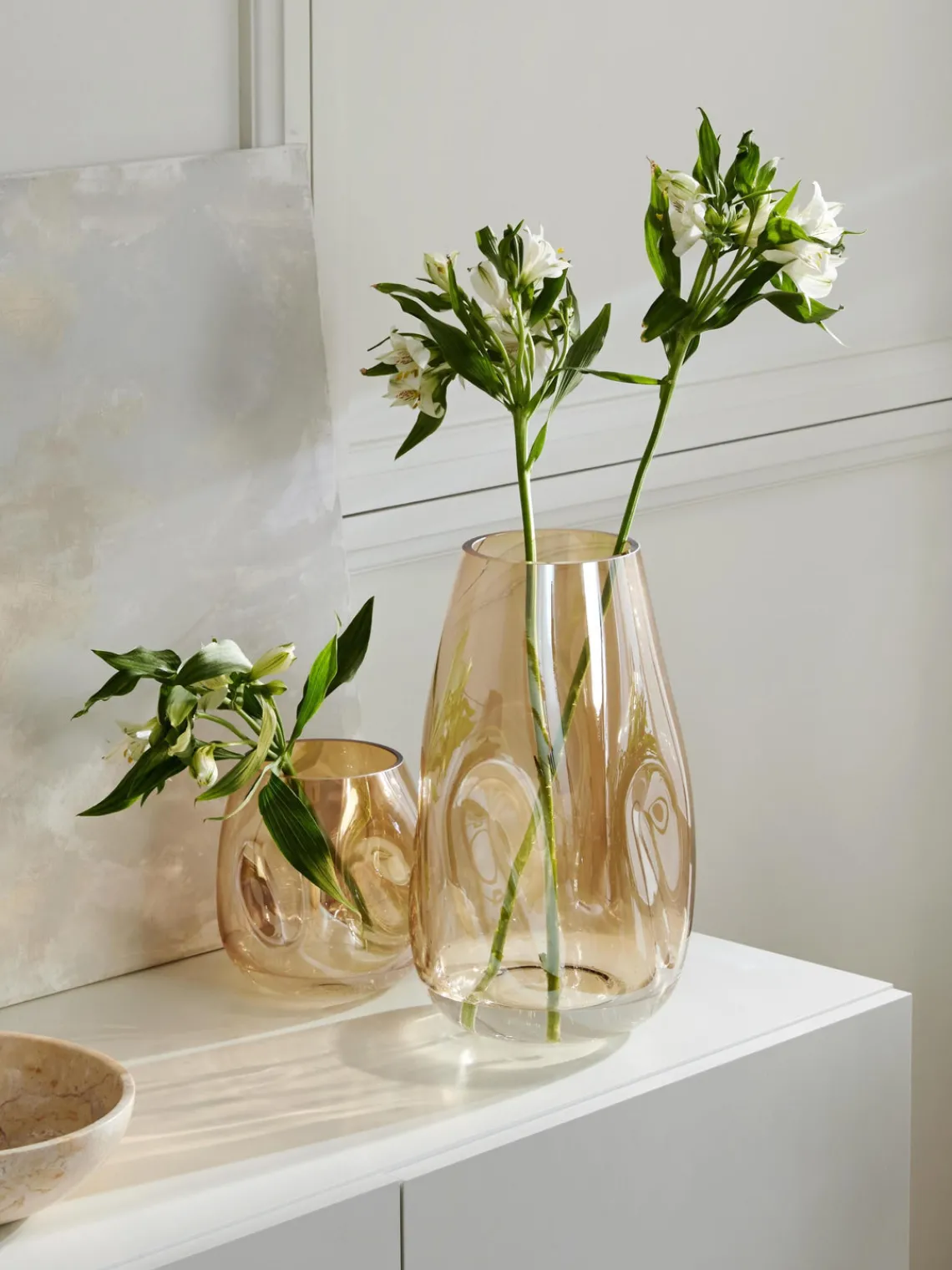 Jarrones|Jarrones>Westwing Collection Jarrón grande de vidrio soplado Luster, 35 cm Ocre