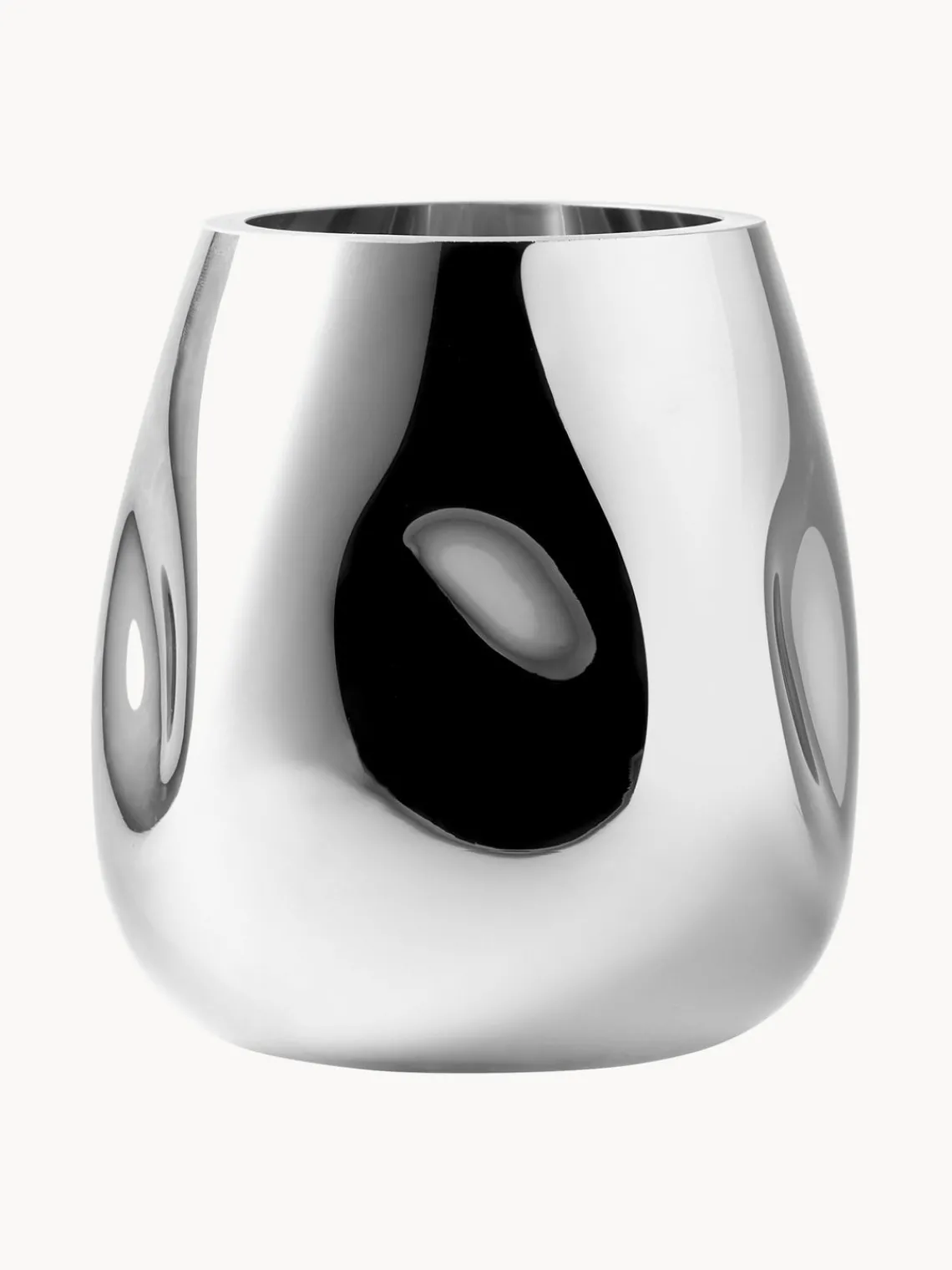 Jarrones|Jarrones>Westwing Collection Jarrón pequeño de vidrio soplado artesanalmente Mirror, 17 cm Plateado