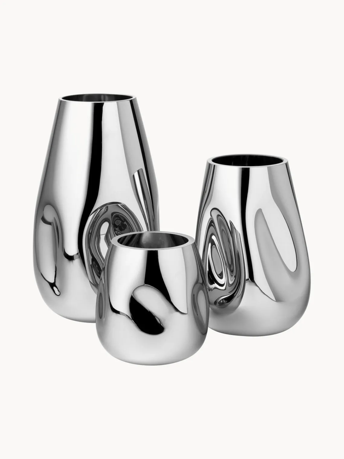 Jarrones|Jarrones>Westwing Collection Jarrón pequeño de vidrio soplado artesanalmente Mirror, 17 cm Plateado