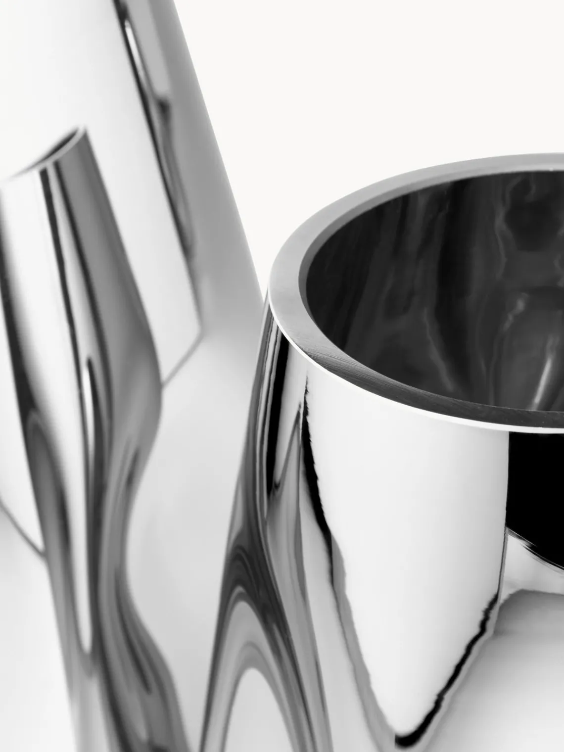 Jarrones|Jarrones>Westwing Collection Jarrón pequeño de vidrio soplado artesanalmente Mirror, 17 cm Plateado