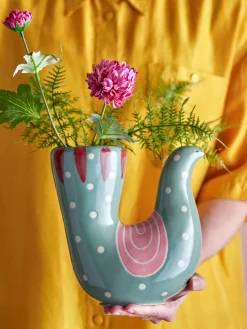 Jarrones|Jarrones>Bloomingville Jarrón pintado a mano Trudy, 19 cm