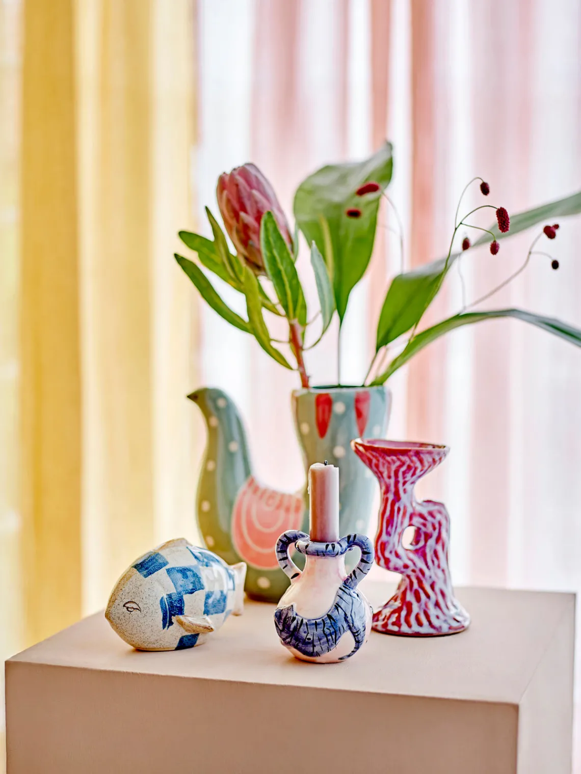 Jarrones|Jarrones>Bloomingville Jarrón pintado a mano Trudy, 19 cm