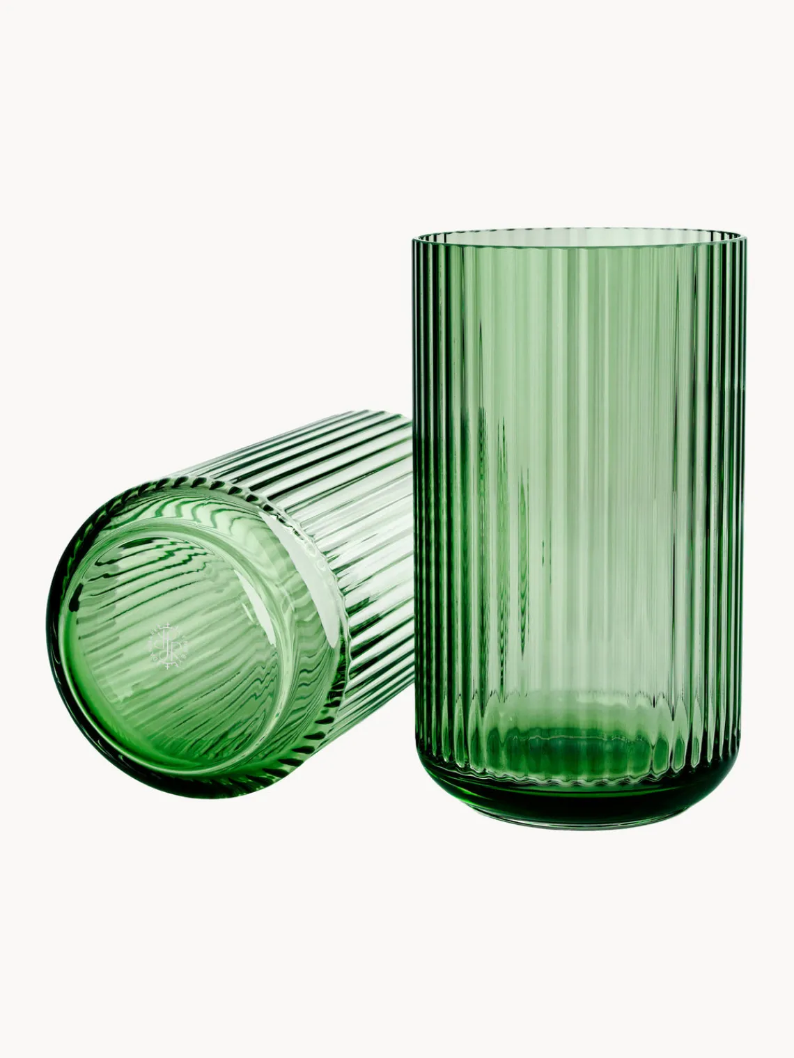 Jarrones|Jarrones>Lyngby Porcelaen Jarrón soplado artesanalmente Lyngby, 25 cm Verde