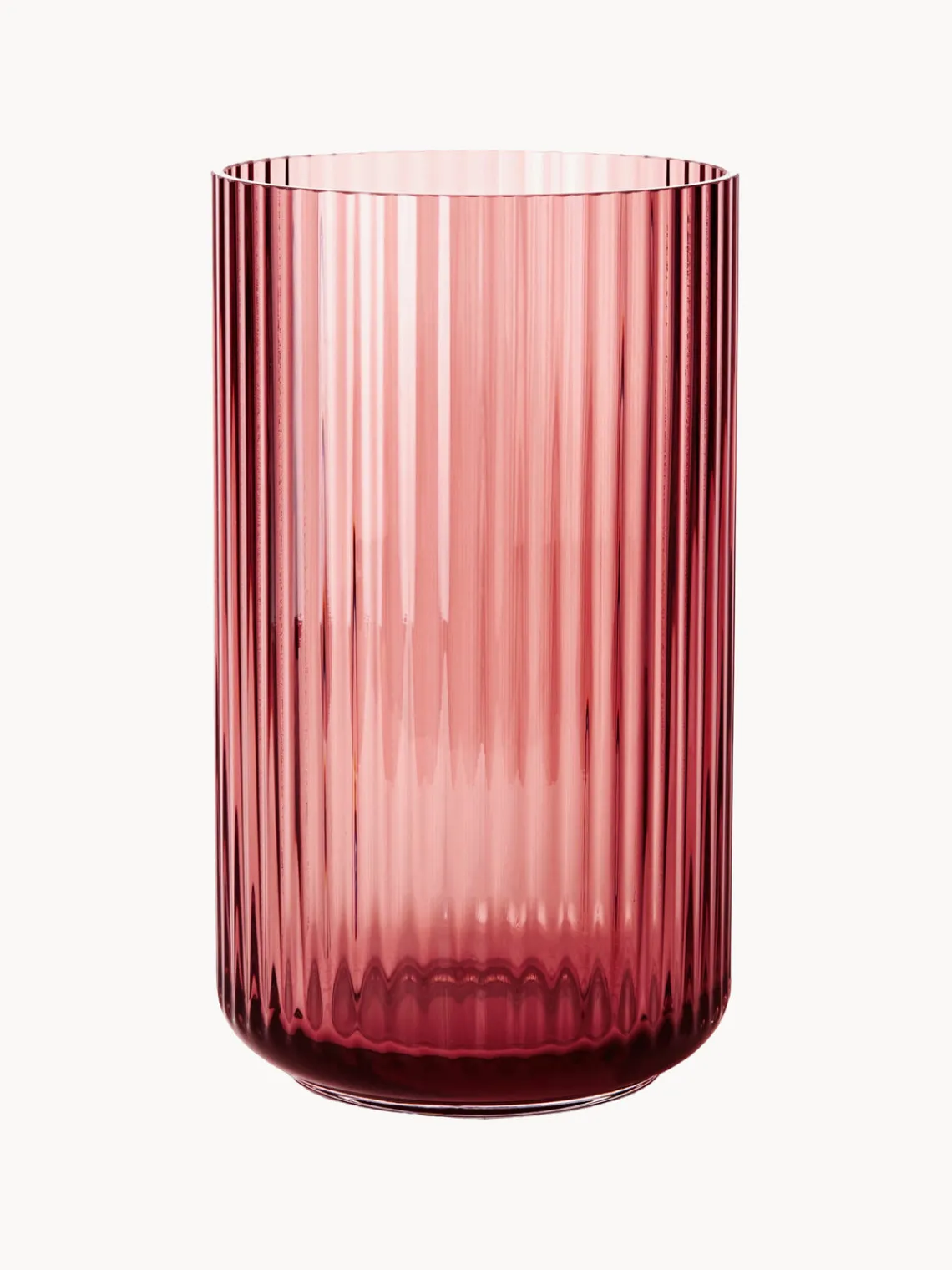 Jarrones|Jarrones>Lyngby Porcelaen Jarrón soplado Lyngby, 25 cm Rojo coral transparente