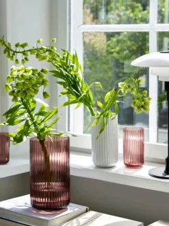 Jarrones|Jarrones>Lyngby Porcelaen Jarrón soplado Lyngby, 25 cm Rojo coral transparente