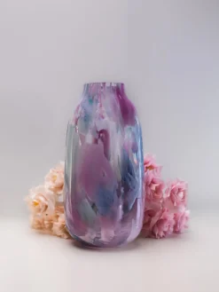 Jarrones|Jarrones>ANNA VON LIPA Jarrón soplado Meadows, 26 cm Tonos rojos y azules