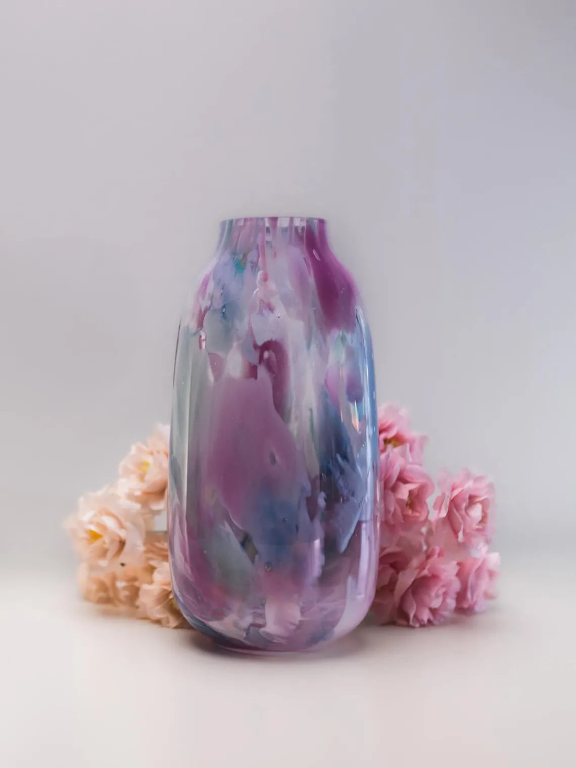 Jarrones|Jarrones>ANNA VON LIPA Jarrón soplado Meadows, 26 cm Tonos rojos y azules