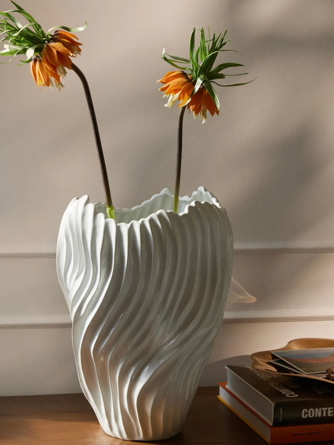 Clearance Jarron decorativo XL con borde acanalado Milazzo, 44 cm Jarrones|Jarrones