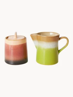 Azucareros Y Lecheras|Vajillas Completas>HKLIVING Lechera y azucarero artesanales de cerámica con esmalte reactivo 70s