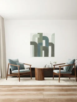 Lienzo pintado a mano Green Lines Lienzos|Jarrones