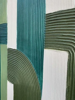 Lienzo pintado a mano Green Lines Lienzos|Jarrones