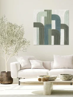 Lienzo pintado a mano Green Lines Lienzos|Jarrones