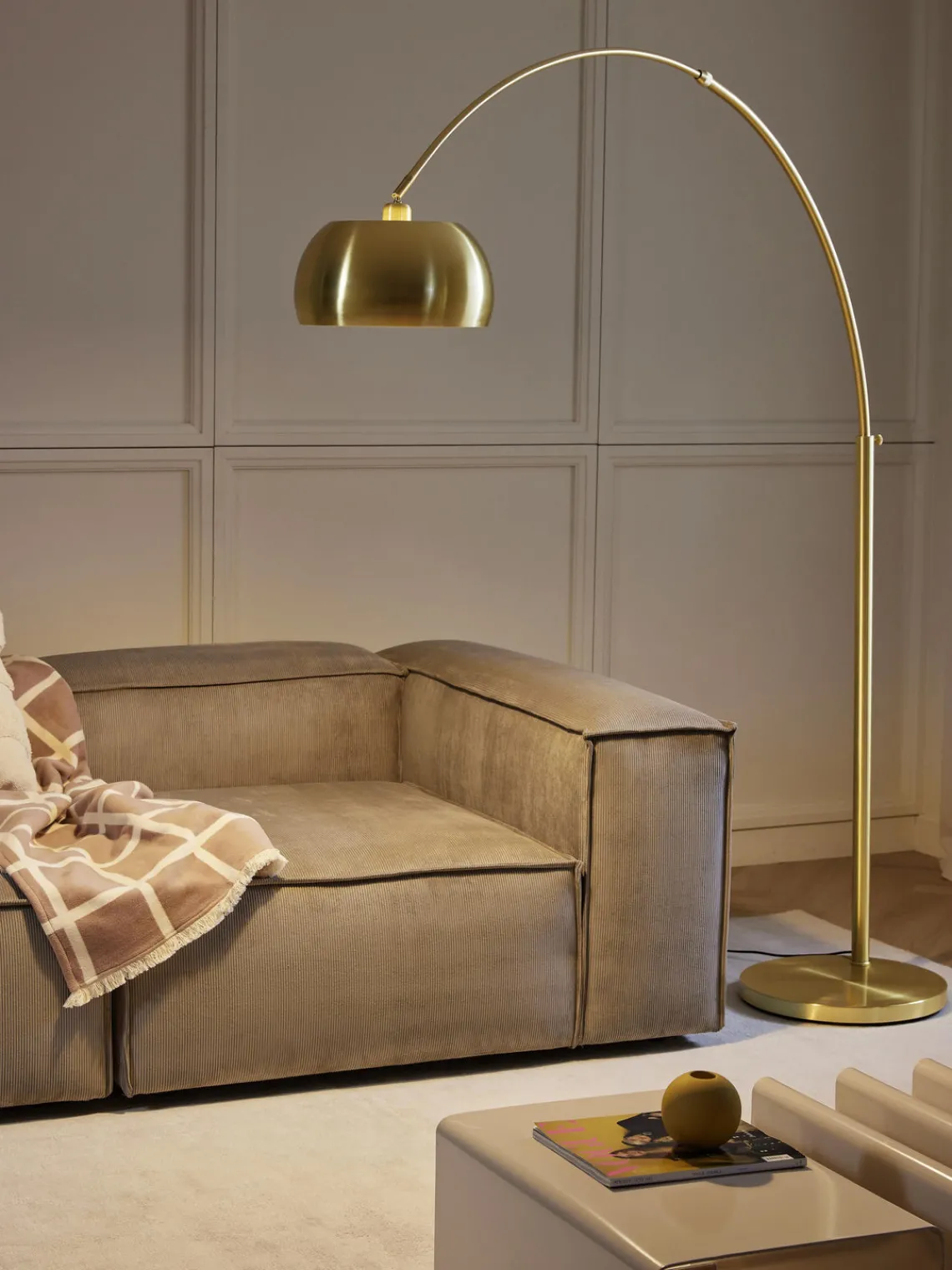 Lámparas De Pie|Lámparas De Techo>Westwing Collection Lámpara arco grande Bowie Dorado