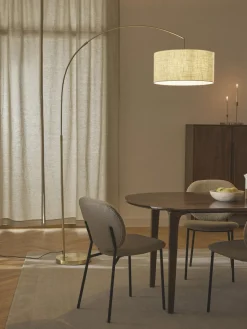 Lámparas De Pie|Lámparas De Techo>Westwing Collection Lámpara arco grande Niels Beige claro, dorado