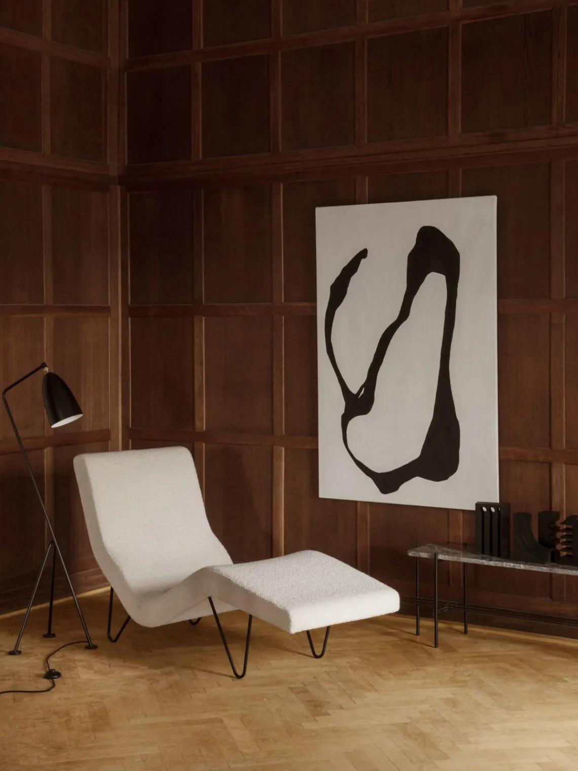 Lámparas De Pie|Lámparas De Techo>GUBI Lámpara de lectura pequeña ajustable Gräshoppa Negro, latón