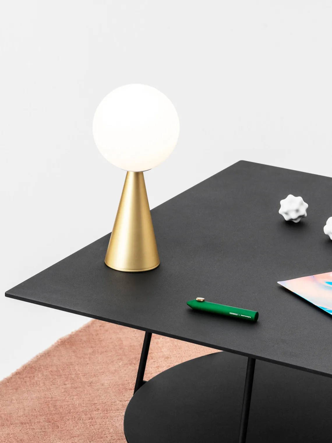 Lámparas De Mesa|Lámparas De Techo>FontanaArte Lámpara de mesa artesanal pequeña Bilia Mini Blanco, latón