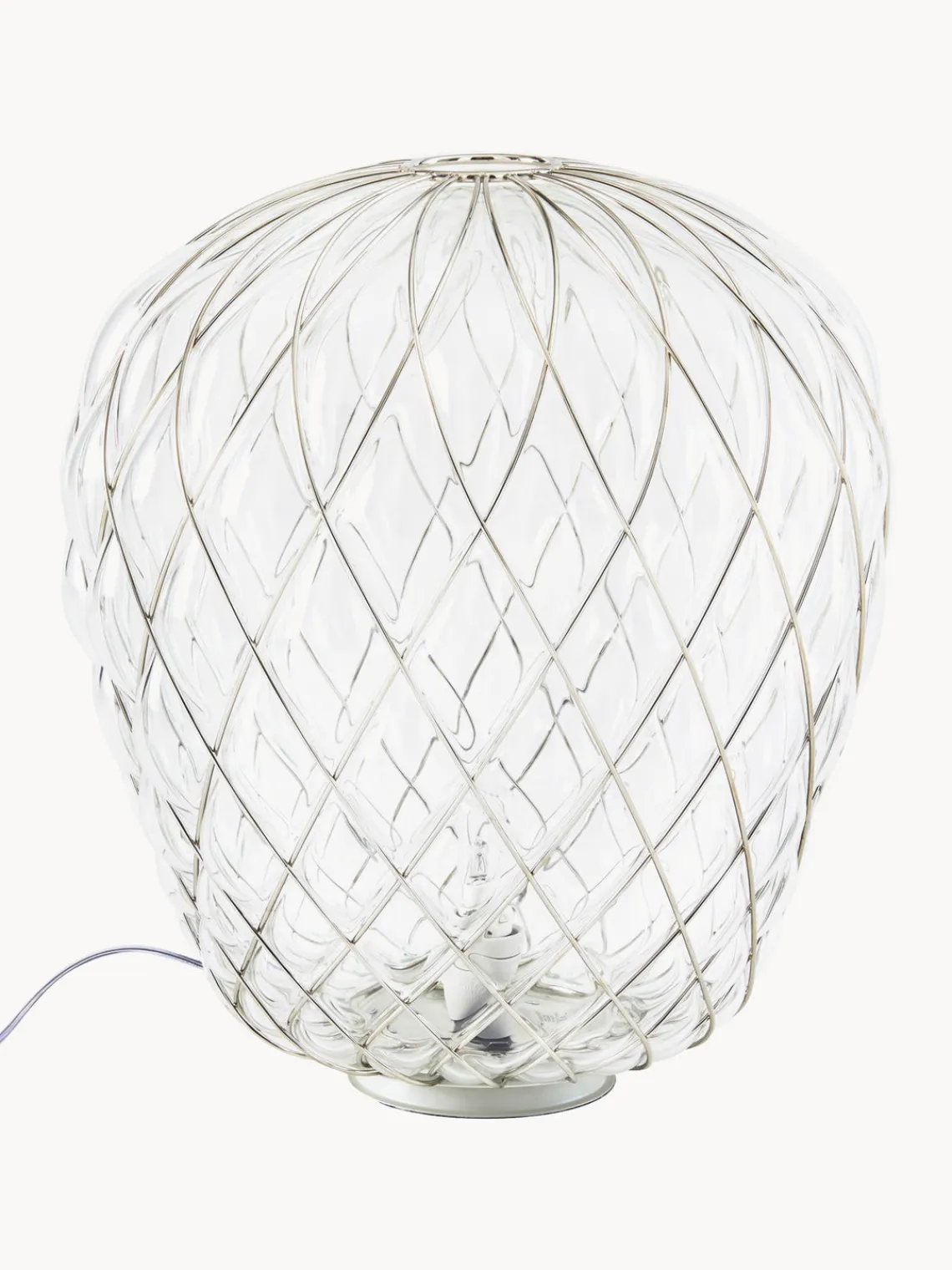 Lámparas De Mesa|Lámparas De Techo>FontanaArte Lámpara de mesa artesanal grande regulable Pinecone Transparente, plateado