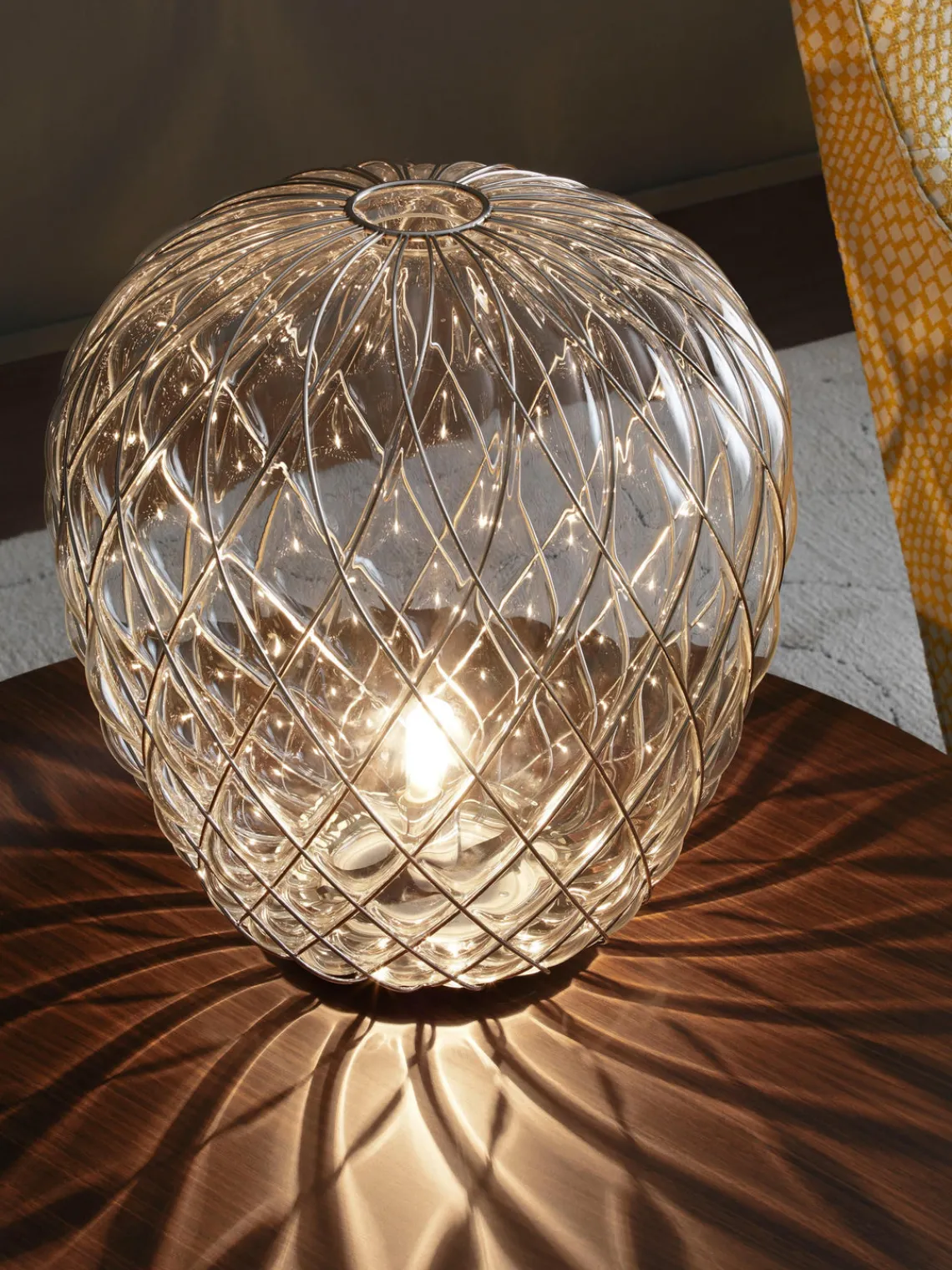 Lámparas De Mesa|Lámparas De Techo>FontanaArte Lámpara de mesa artesanal grande regulable Pinecone Transparente, plateado