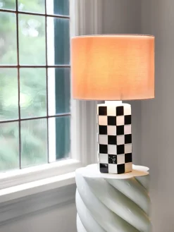 Lámparas De Mesa|Lámparas De Techo>&k Amsterdam Lámpara de mesa Check Rosa claro, blanco, negro