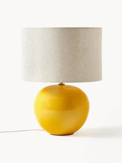 Lámparas De Mesa|Lámparas De Techo>Westwing Collection Lámpara de mesa de cerámica Marin Amarillo sol, beige claro