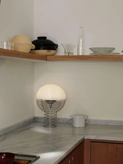 Lámparas De Mesa|Lámparas De Techo>Verpan Lámpara de mesa de diseño Verner Panton Wire Plateado, blanco