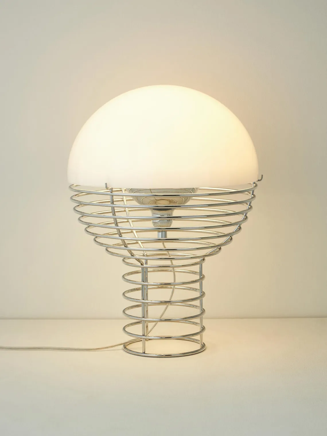 Lámparas De Mesa|Lámparas De Techo>Verpan Lámpara de mesa de diseño Verner Panton Wire Plateado, blanco