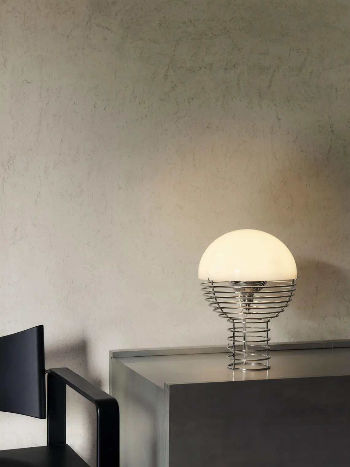 Lámparas De Mesa|Lámparas De Techo>Verpan Lámpara de mesa de diseño Verner Panton Wire Plateado, blanco