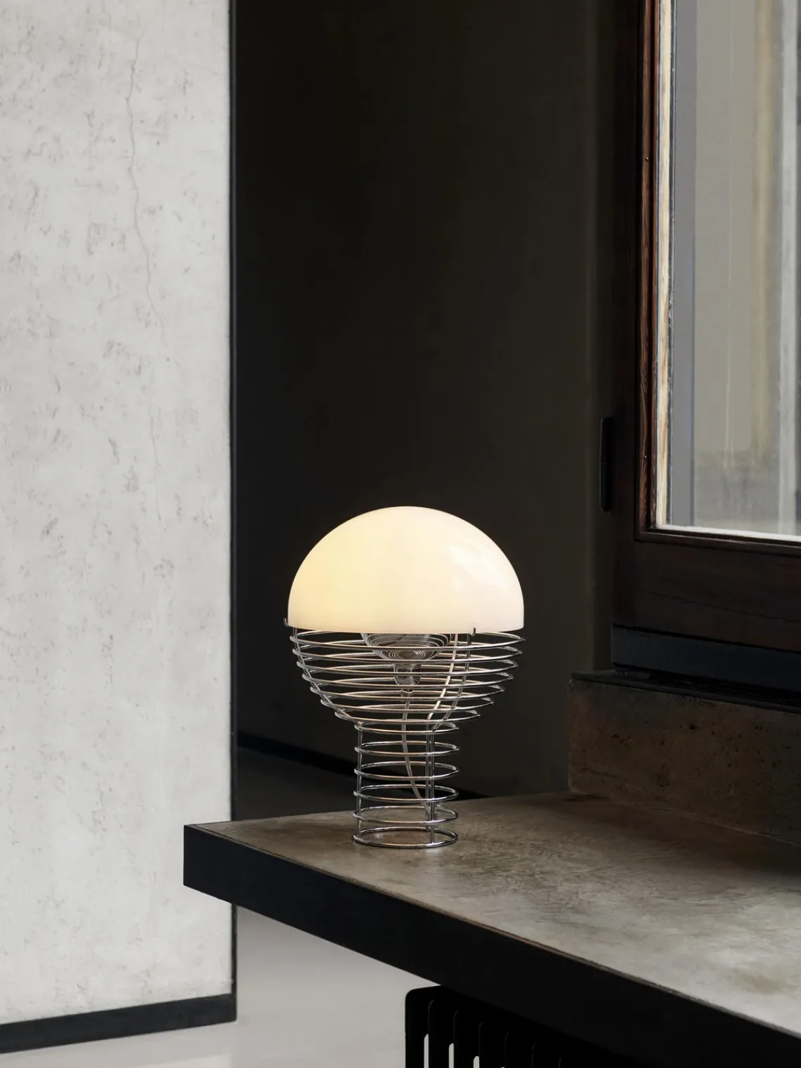 Lámparas De Mesa|Lámparas De Techo>Verpan Lámpara de mesa de diseño Verner Panton Wire Plateado, blanco