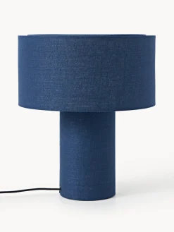 Lámparas De Mesa|Lámparas De Techo>Westwing Collection Lámpara de mesa de lino Ron Lino azul oscuro