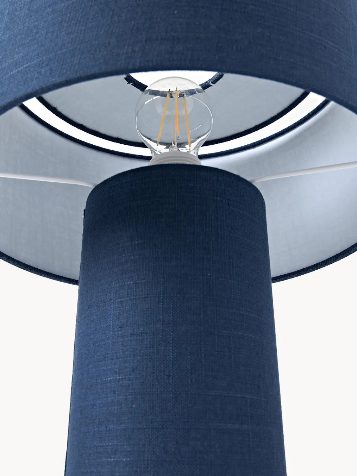 Lámparas De Mesa|Lámparas De Techo>Westwing Collection Lámpara de mesa de lino Ron Lino azul oscuro