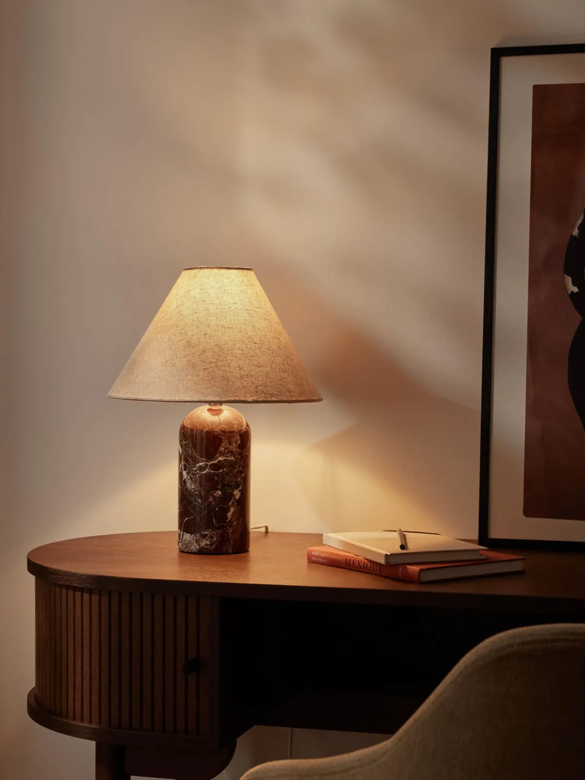 Lámparas De Mesa|Lámparas De Techo>Westwing Collection Lámpara de mesa de mármol Gia Beige, mármol rojo