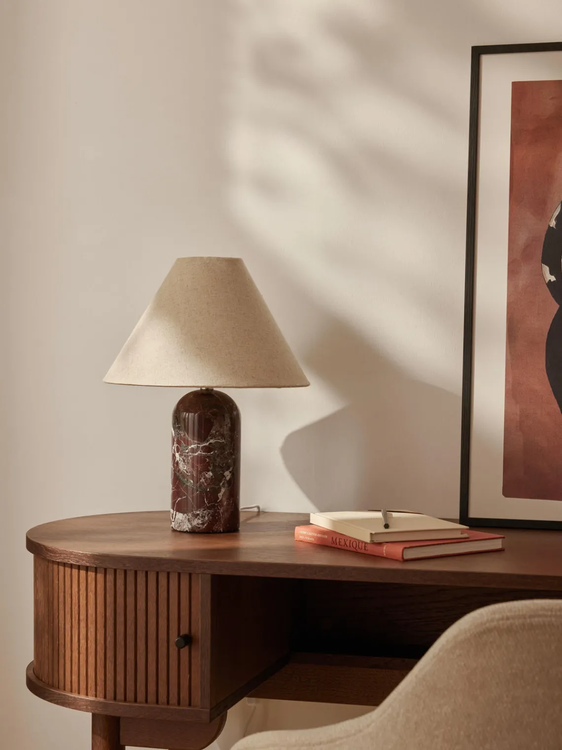 Lámparas De Mesa|Lámparas De Techo>Westwing Collection Lámpara de mesa de mármol Gia Beige, mármol rojo