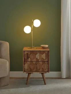 Lámparas De Mesa|Lámparas De Techo>Westwing Collection Lámpara de mesa de vidrio opalino Atlanta Blanco, dorado