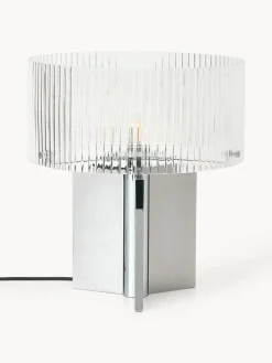Lámparas De Mesa|Lámparas De Techo>Westwing Collection Lámpara de mesa de vidrio estriado Emmi Cromo, transparente
