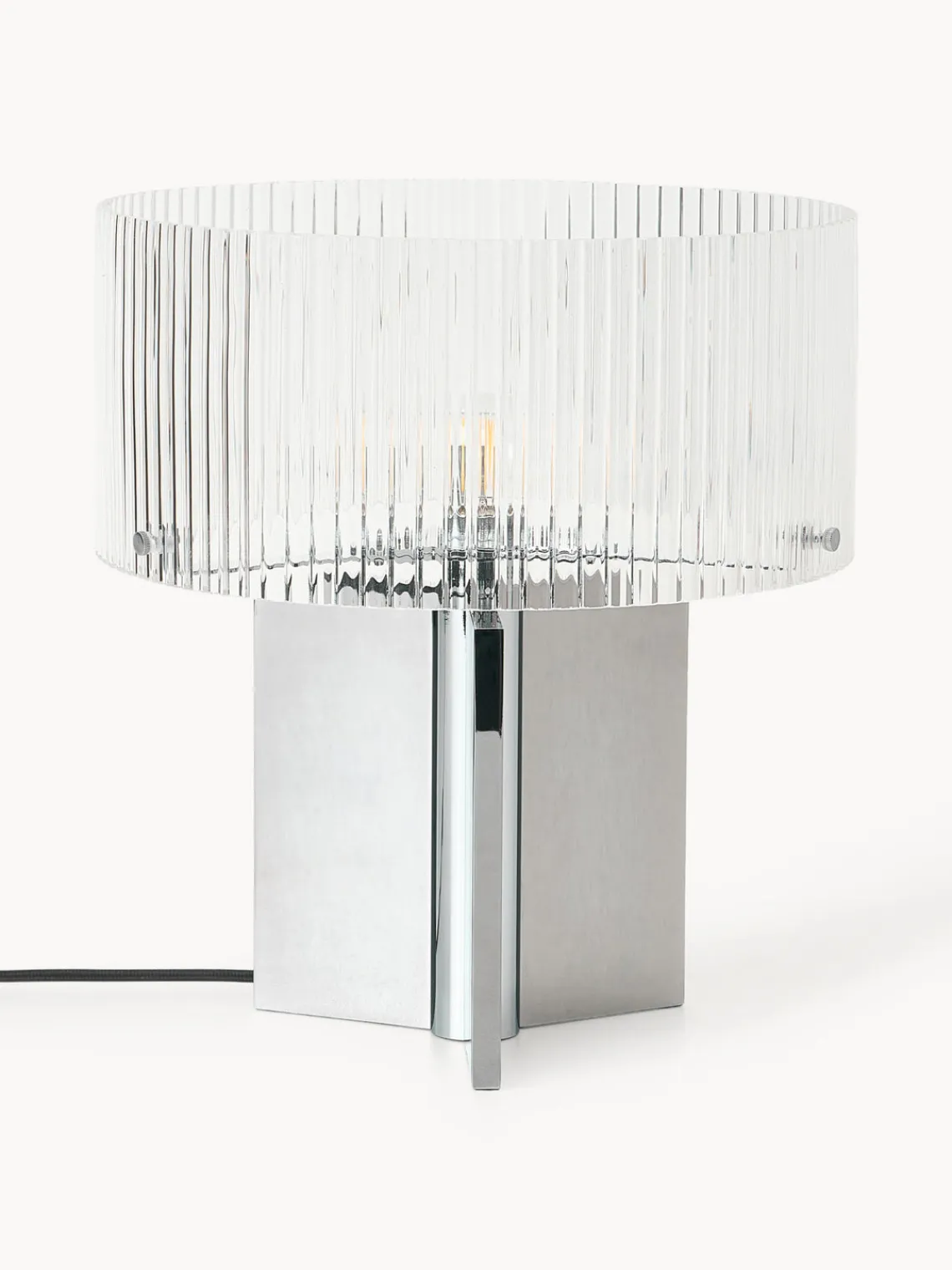 Lámparas De Mesa|Lámparas De Techo>Westwing Collection Lámpara de mesa de vidrio estriado Emmi Cromo, transparente