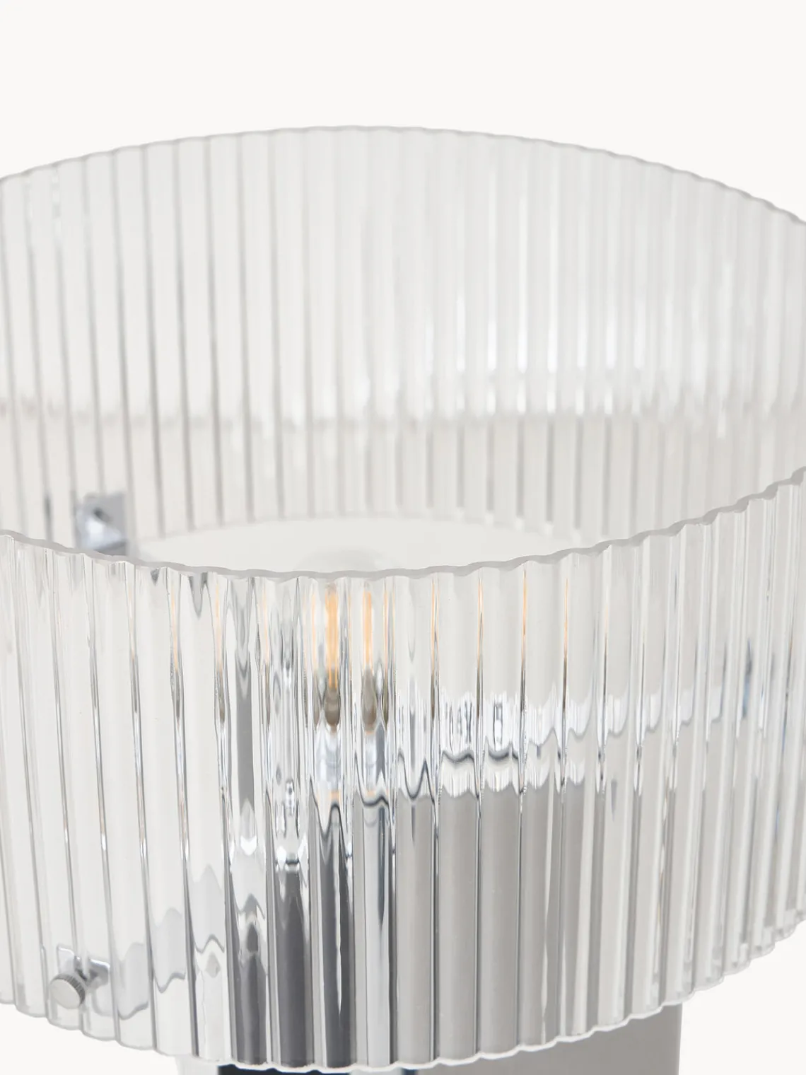 Lámparas De Mesa|Lámparas De Techo>Westwing Collection Lámpara de mesa de vidrio estriado Emmi Cromo, transparente