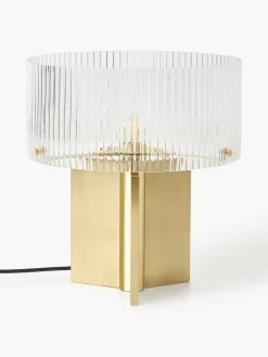 Lámparas De Mesa|Lámparas De Techo>Westwing Collection Lámpara de mesa de vidrio estriado Emmi Transparente, dorado
