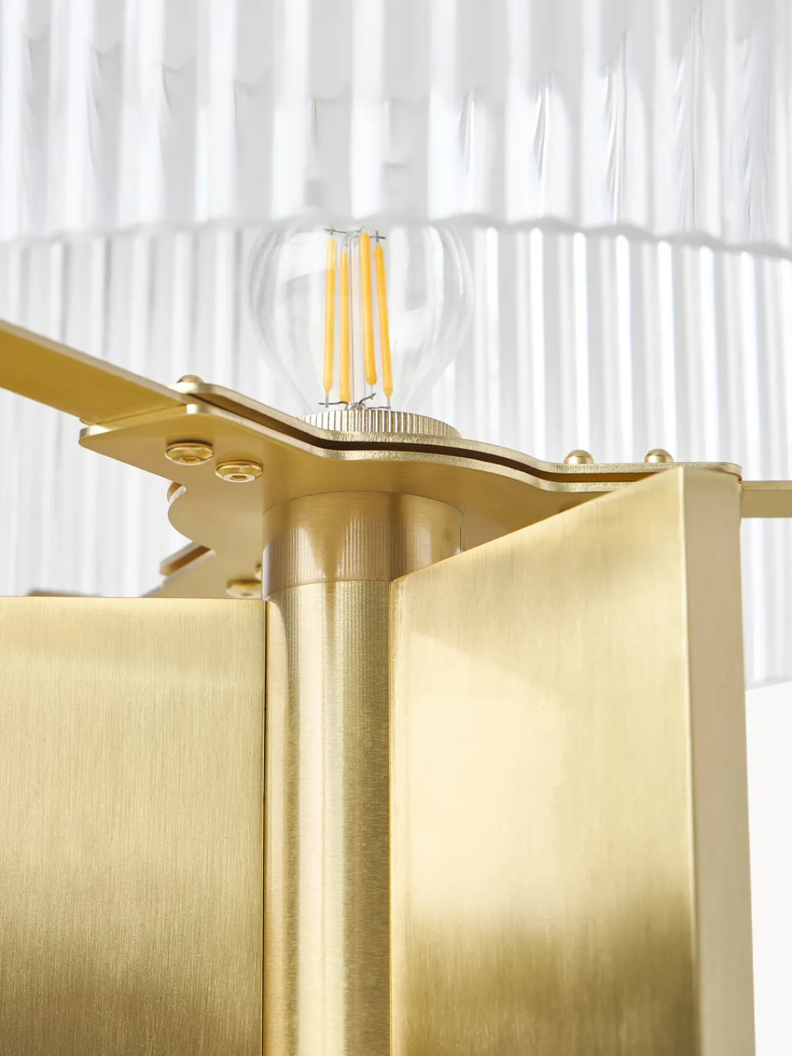 Lámparas De Mesa|Lámparas De Techo>Westwing Collection Lámpara de mesa de vidrio estriado Emmi Transparente, dorado