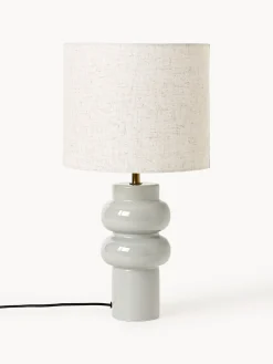 Lámparas De Mesa|Lámparas De Techo>Westwing Collection Lámpara de mesa grande de cerámica Christine Beige claro, verde oliva