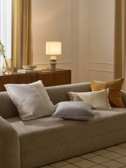 Lámparas De Mesa|Lámparas De Techo>Westwing Collection Lámpara de mesa grande de cerámica Christine Beige claro, verde oliva