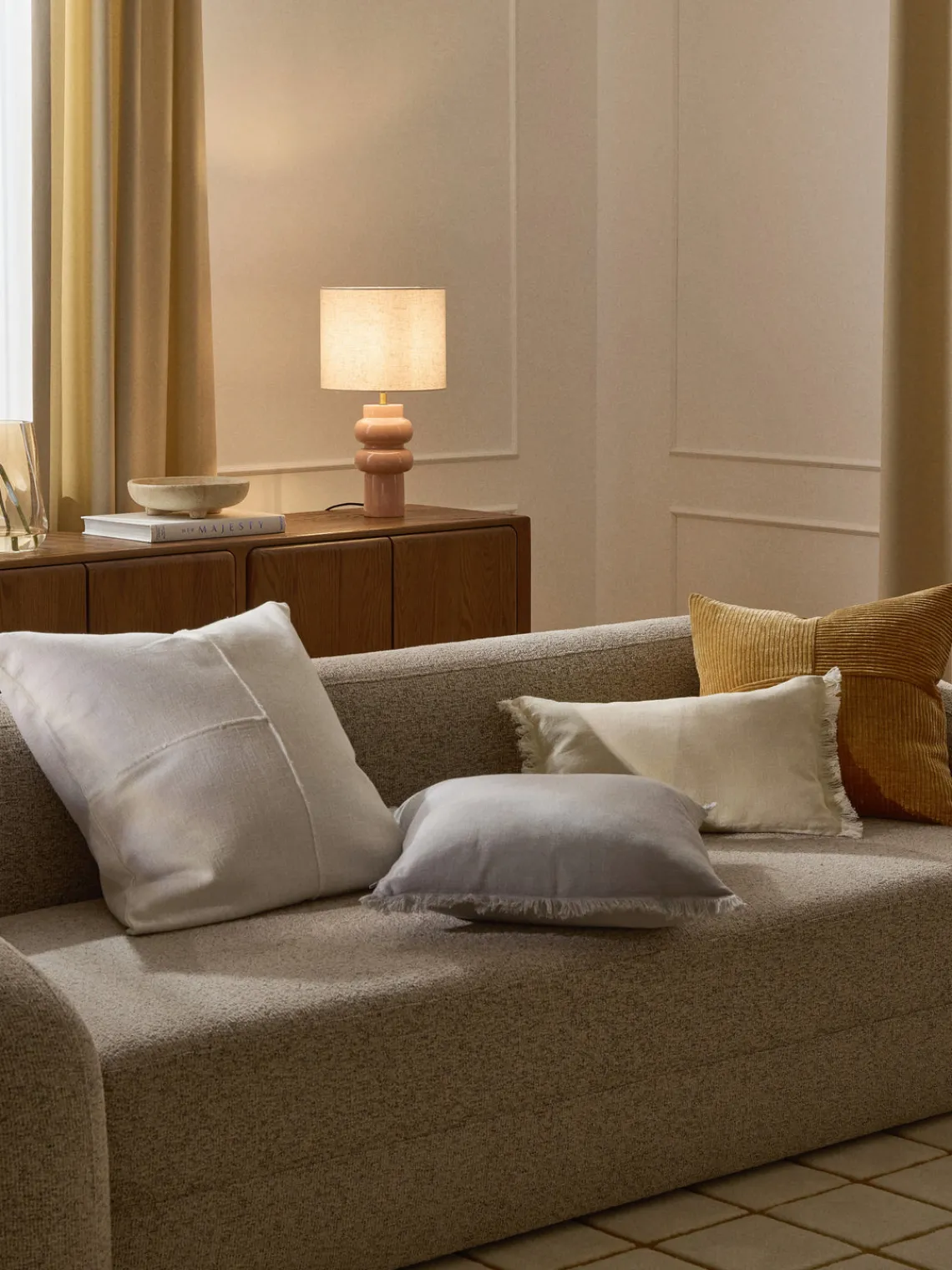 Lámparas De Mesa|Lámparas De Techo>Westwing Collection Lámpara de mesa grande de cerámica Christine Rosa