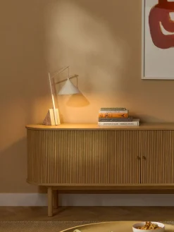 Lámparas De Mesa|Lámparas De Techo>Westwing Collection Lámpara de mesa grande de travertino Reyna Beige claro, travertino beige