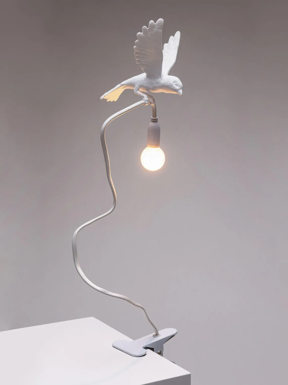 Lámparas De Mesa|Lámparas De Techo>SELETTI Lámpara de mesa grande regulable con pinza Sparrow Blanco mate