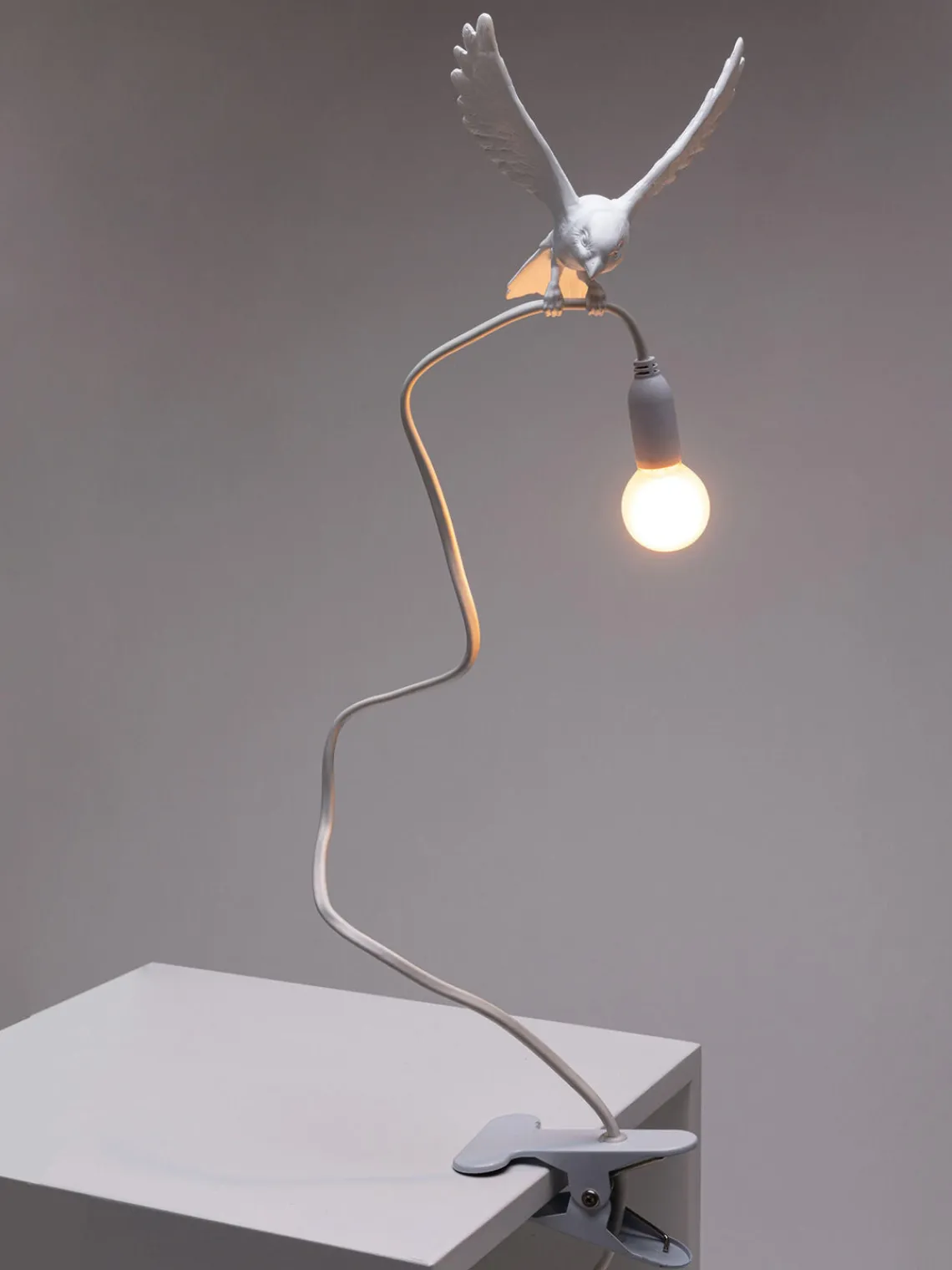 Lámparas De Mesa|Lámparas De Techo>SELETTI Lámpara de mesa grande regulable con pinza Sparrow Blanco mate