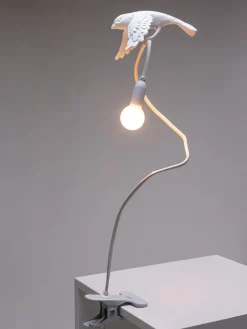 Lámparas De Mesa|Lámparas De Techo>SELETTI Lámpara de mesa grande regulable con pinza Sparrow Blanco mate