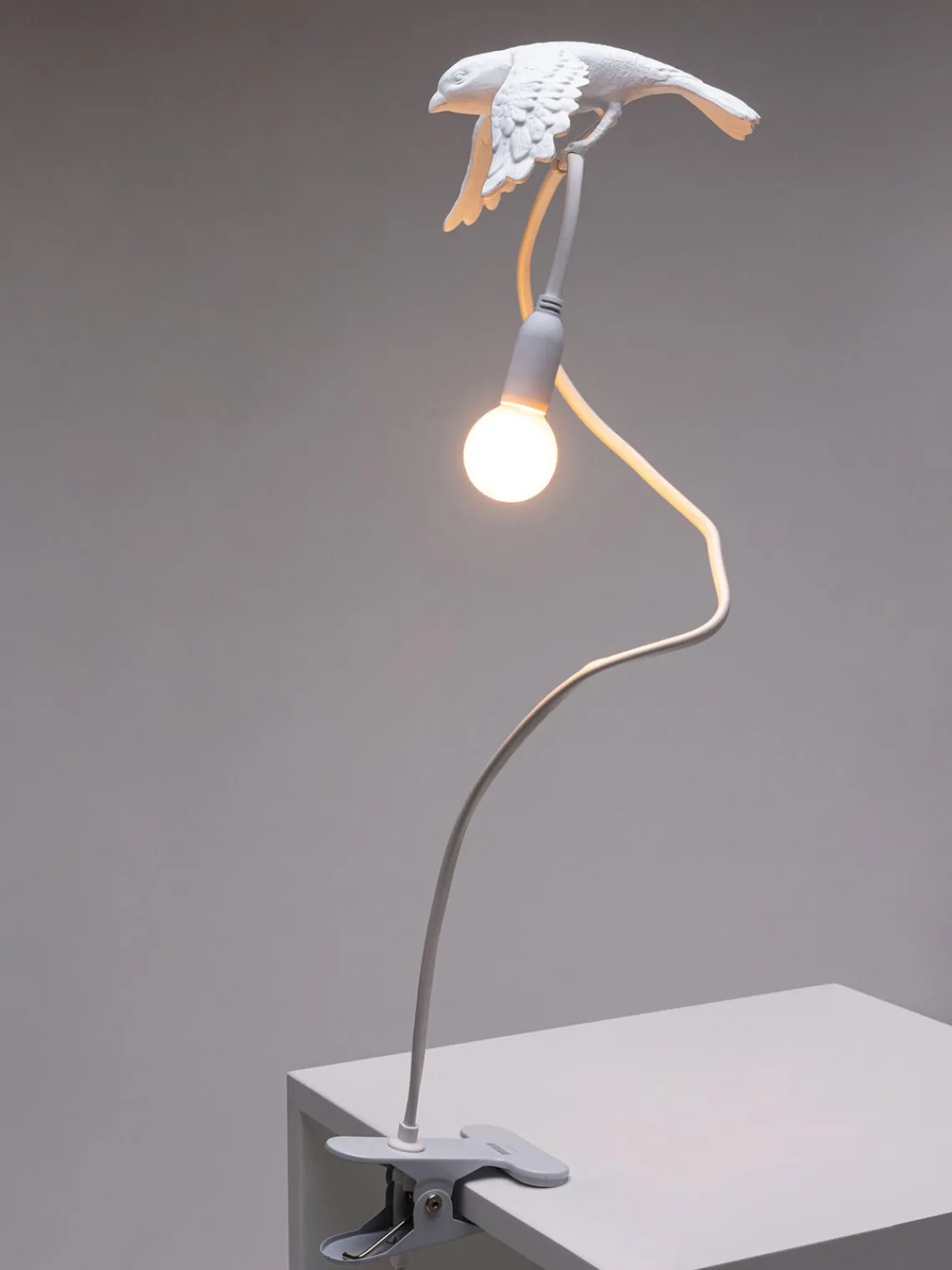 Lámparas De Mesa|Lámparas De Techo>SELETTI Lámpara de mesa grande regulable con pinza Sparrow Blanco mate