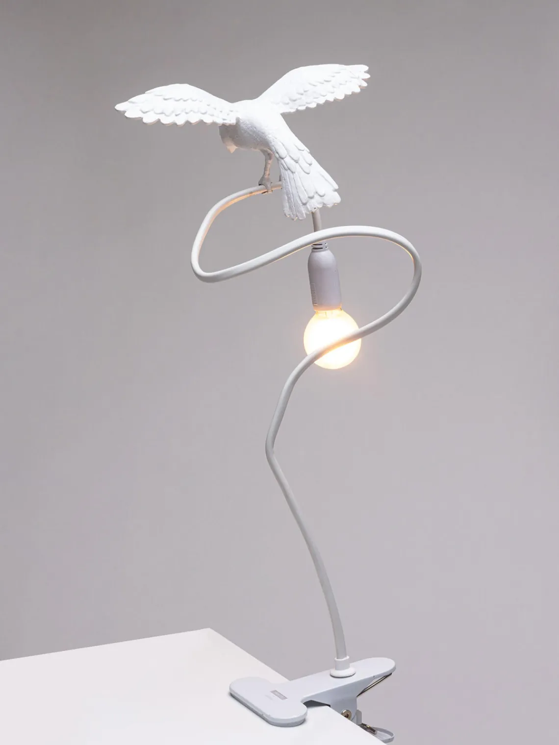 Lámparas De Mesa|Lámparas De Techo>SELETTI Lámpara de mesa grande regulable con pinza Sparrow Blanco mate