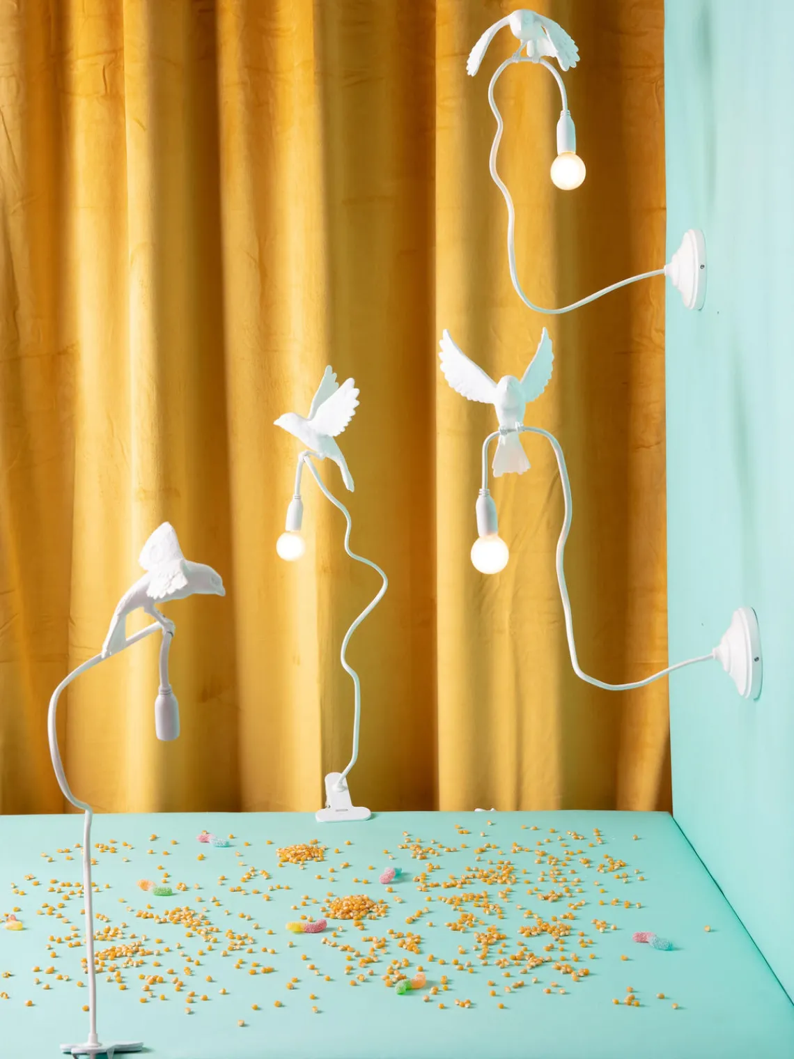 Lámparas De Mesa|Lámparas De Techo>SELETTI Lámpara de mesa grande regulable con pinza Sparrow Blanco mate